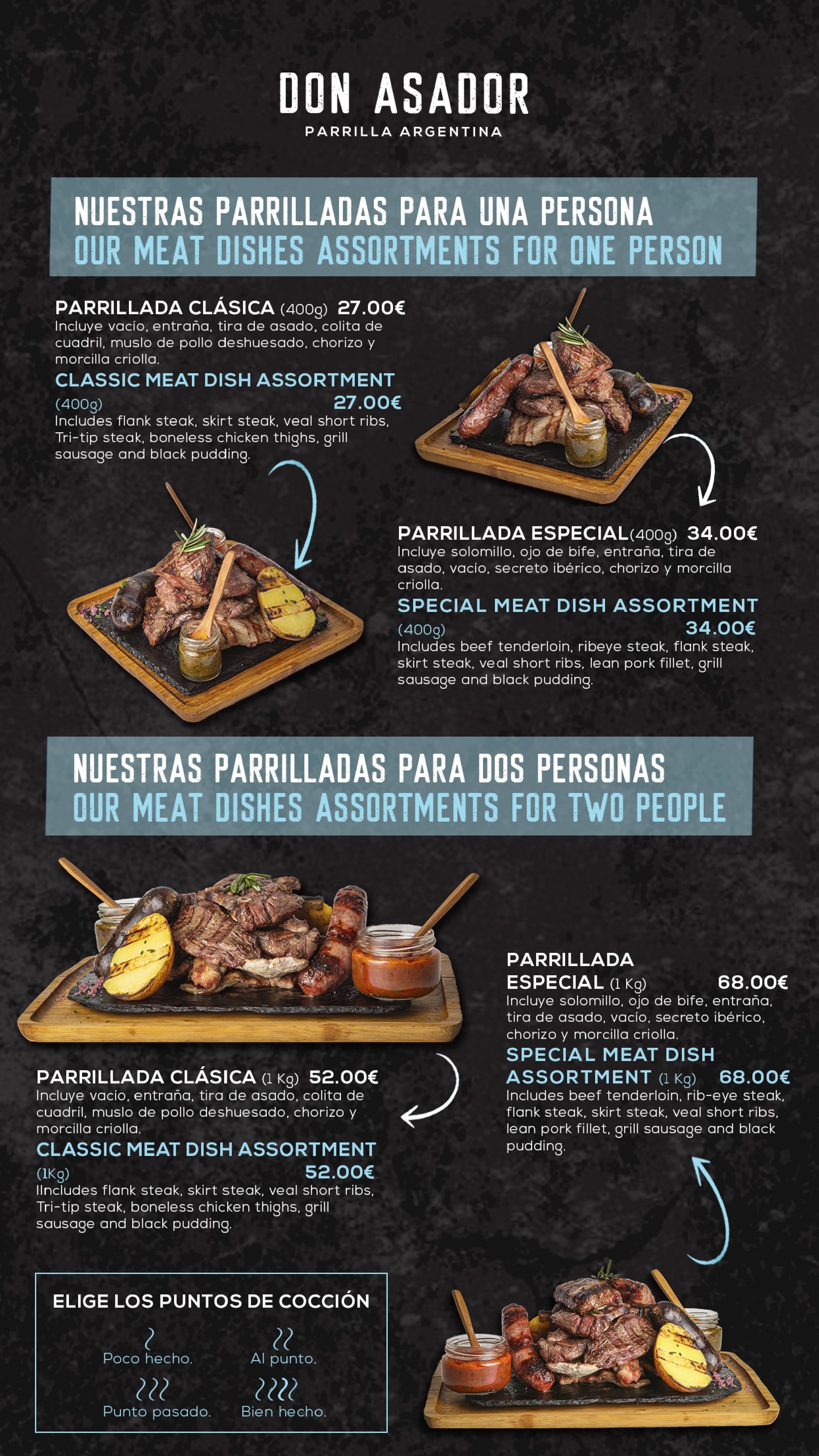 Carta Don Asador — Parrilladas